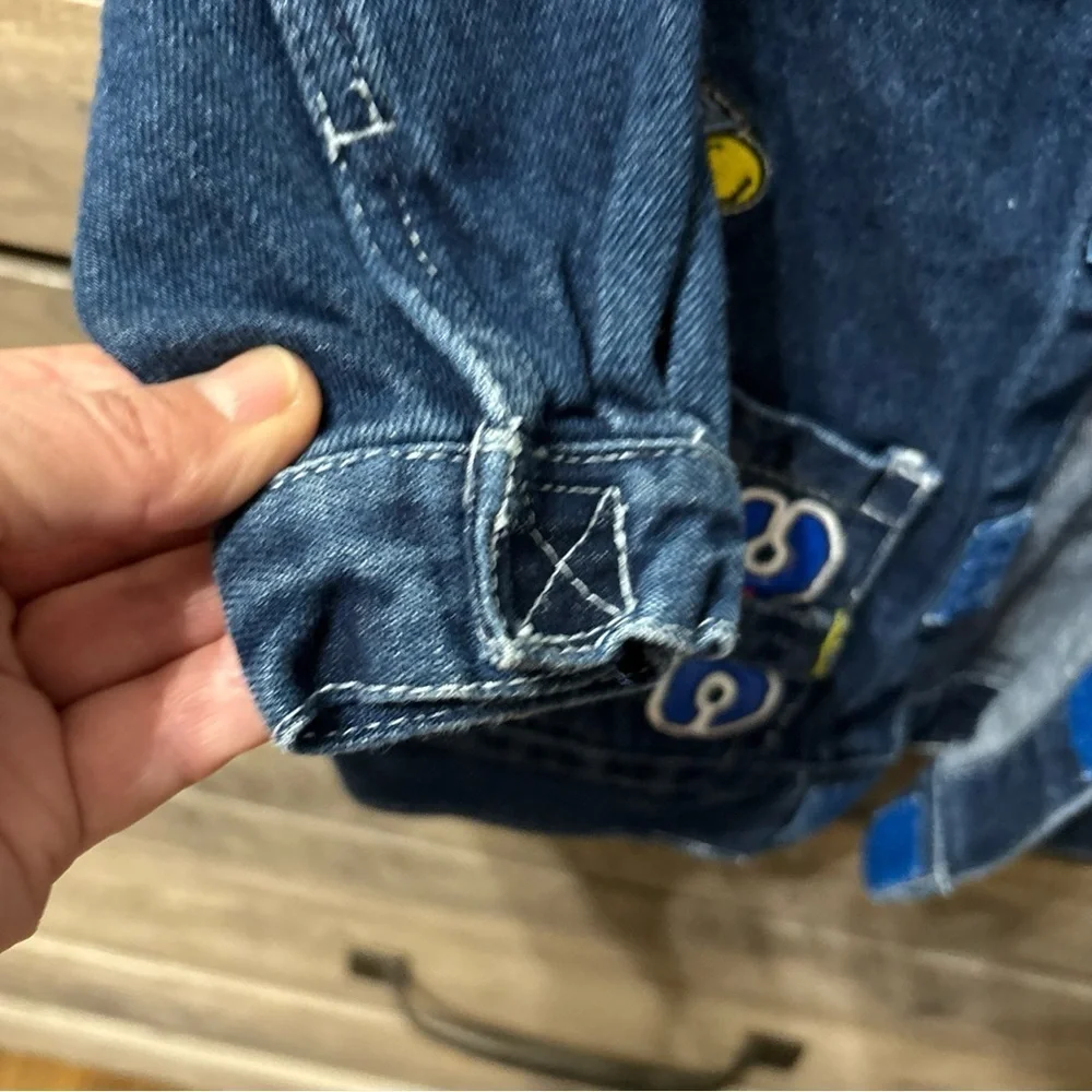 VINTAGE PRE OWNED PEANUTS BABY SNOOPY CONSTRUCTION DENIM JACKET 18 MONTHS